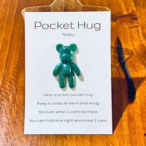 Teddy Pocket Hug- Green Glitter