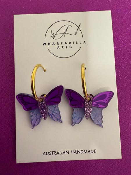 Purple Layered Butterfly Dangle earrings