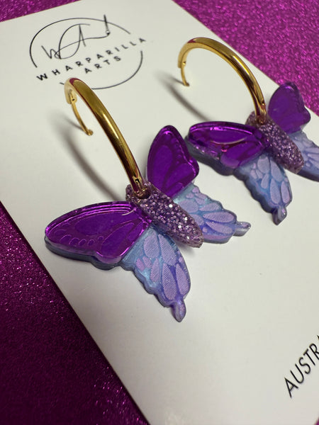 Purple Layered Butterfly Dangle earrings