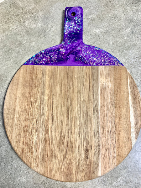 Round Acacia Serving Board ~ Purple
