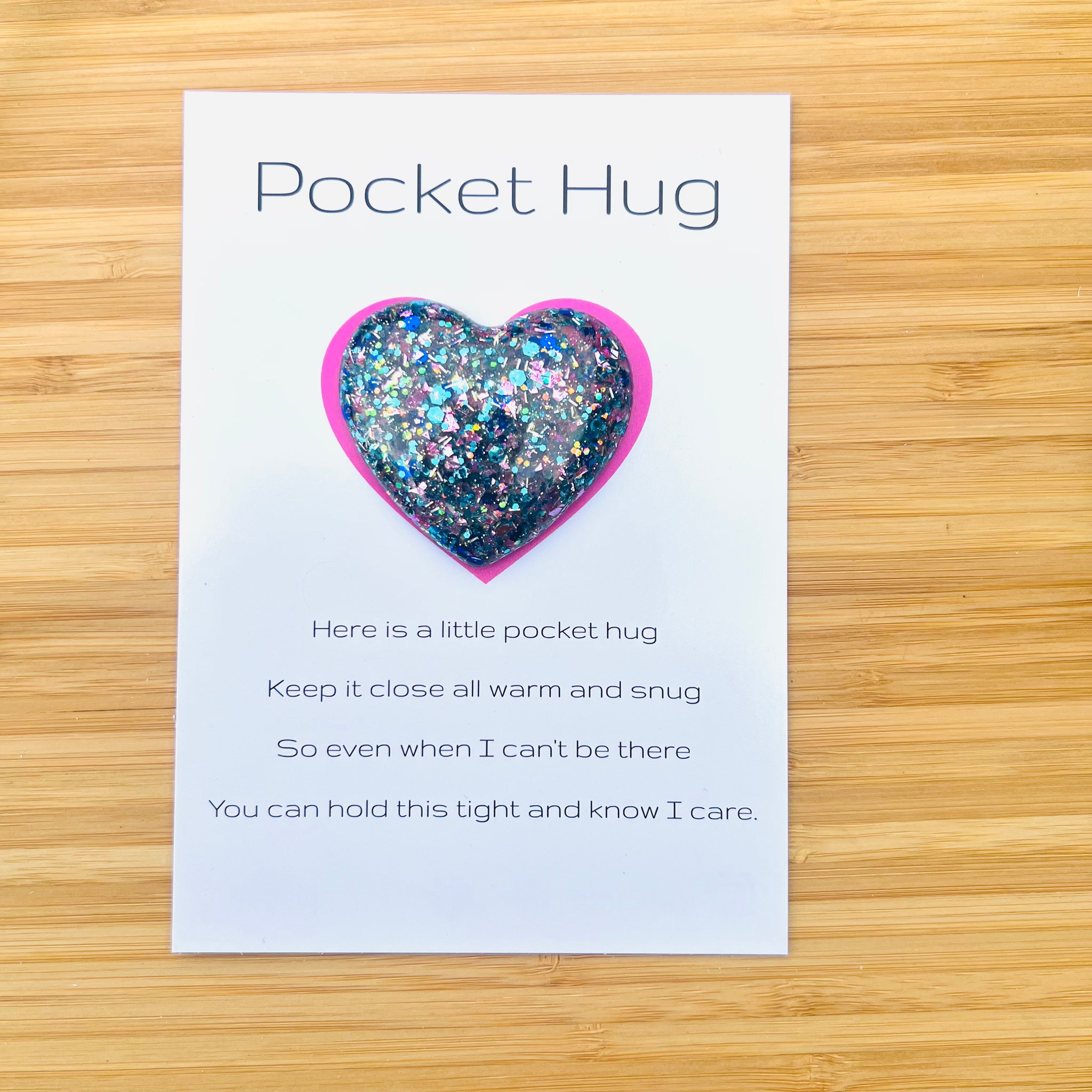 Pink and Light Blue Glitter Pocket Hug