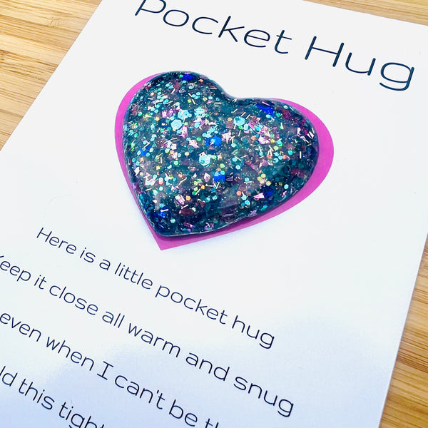Pink and Light Blue Glitter Pocket Hug