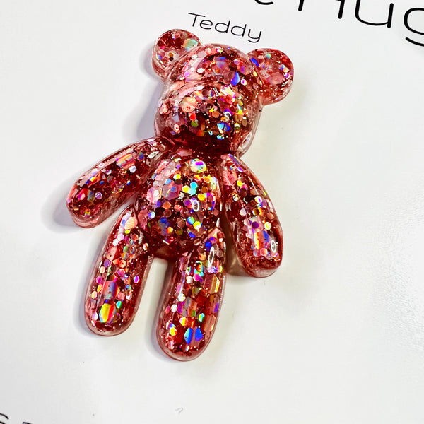 Teddy Pocket Hug- Pink Glitter